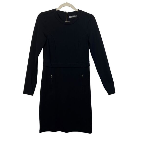 Athleta Wanderer Ponte Dress Long Sleeve Black Size XS Stretch Pockets Zip Up - Picture 3 of 16